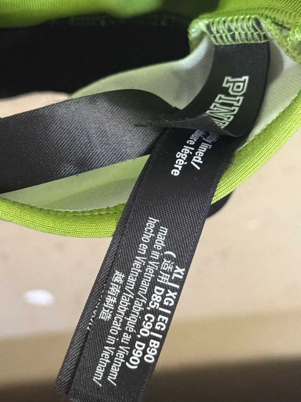 PINK Victoria's Secret Neon Lime Logo Sports Bra